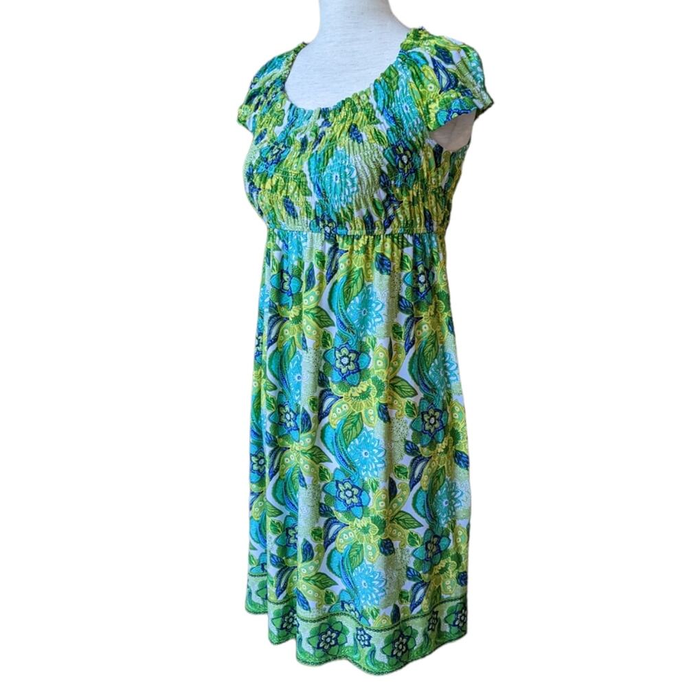 London Times Shirred Floral Print Dress Size 4 - Picture 2 of 8